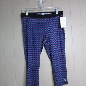 Soffe Capri Leggings XL Low Rise Chevron Black Pink Blue